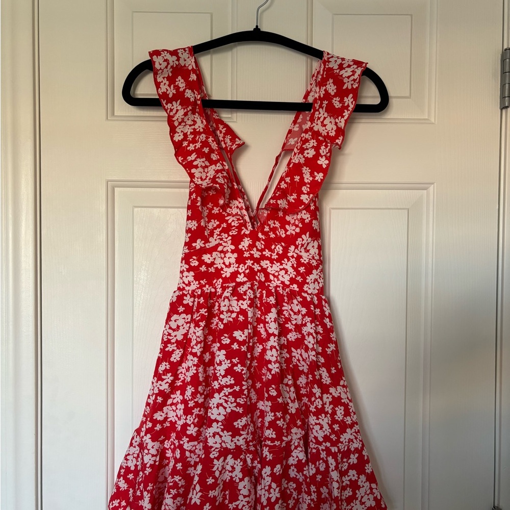 Floral Red Dress
